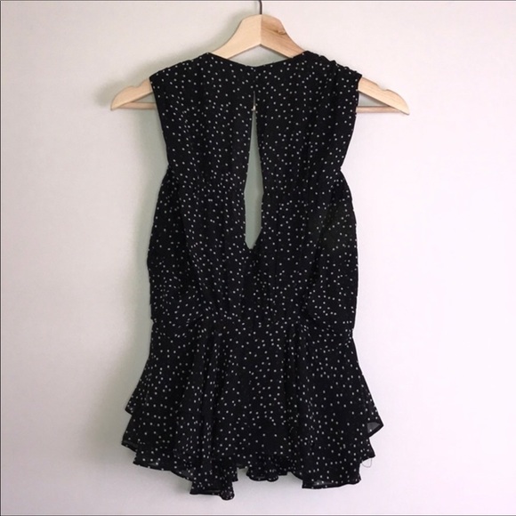 Black With White Polka Dots Sleeveless Blouse - Picture 7 of 8